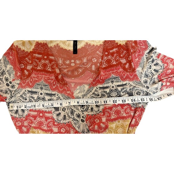 BCBGMAXAZRIA Geometric Multicolor Wrap Dress Office Boho Feminine Retro Travel S - Picture 4 of 7